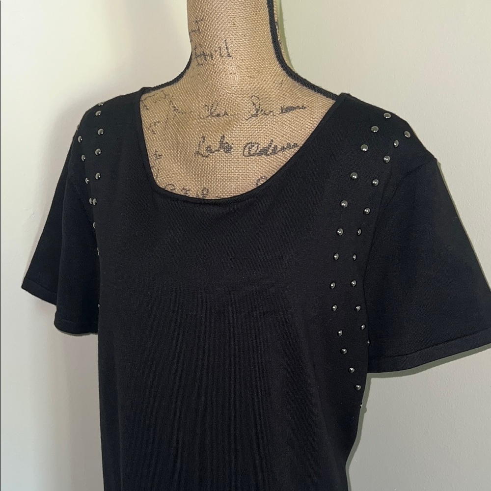 Elegant Black Studded Ashley Stewart Dress - Picture 2 of 7